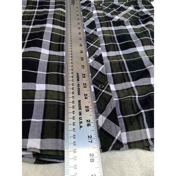 Athleta Womens Plaid Black Green Shirt Long Sleeve Top Blouse XS X-Small - Picture 10 of 10